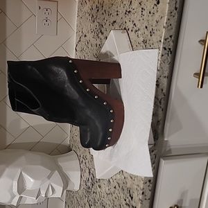 Black leather booties